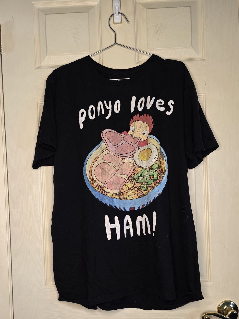 Bioworld Black "Ponyo Loves Ham" Short Sleeve Graphic Tee